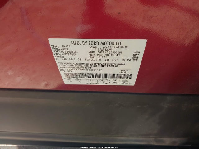 1FM5K7B81GGB11147 Ford 2016