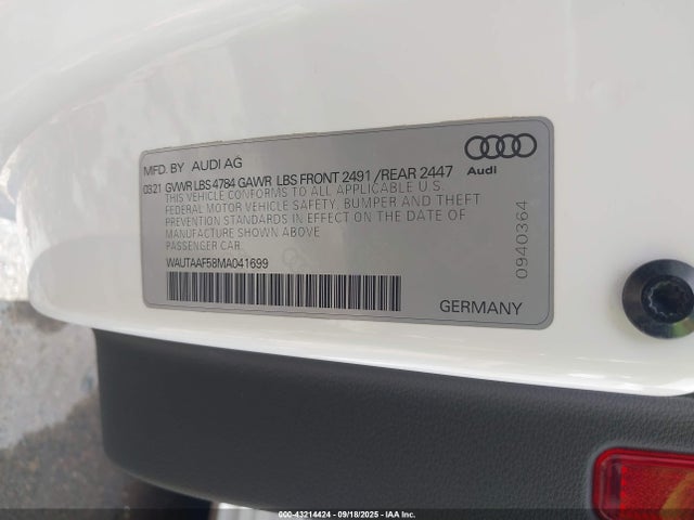 2021 AUDI A5 WAUTAAF58MA041699 Photo 8