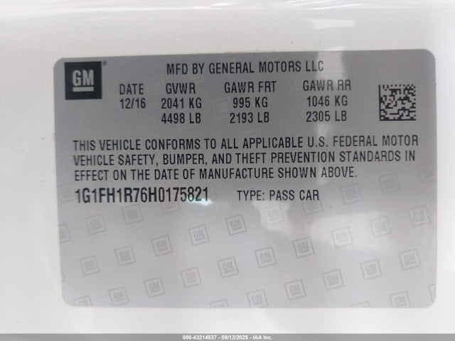 1G1FH1R76H0175821 Chevrolet lt1 - di: direct injection, afm, vvt: variable valve timing, ho: high output, alum