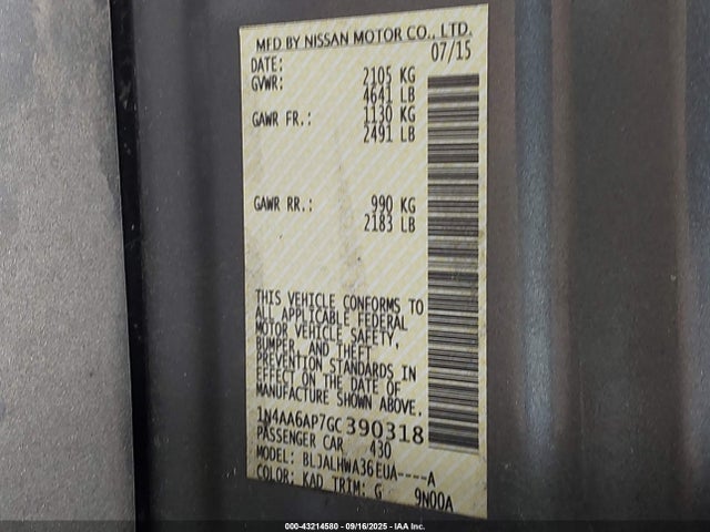 Nissan 2016 2016 1N4AA6AP7GC390318 Image 9