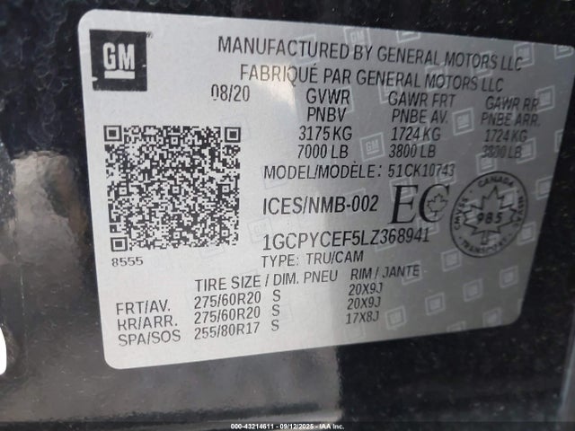 1GCPYCEF5LZ368941 Chevrolet l82 - di, afm, alum, gen 5, var 1
