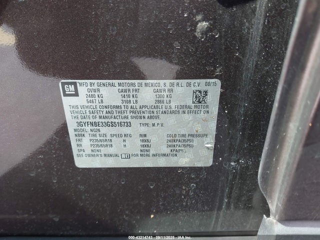 2016 CADILLAC SRX 3GYFNBE33GS516733 Photo 8