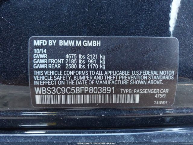 2015 BMW M3 WBS3C9C58FP803891 Photo 8