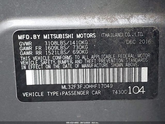 2017 MITSUBISHI MIRAGE G4 ML32F3FJ0HHF17049 Photo 8