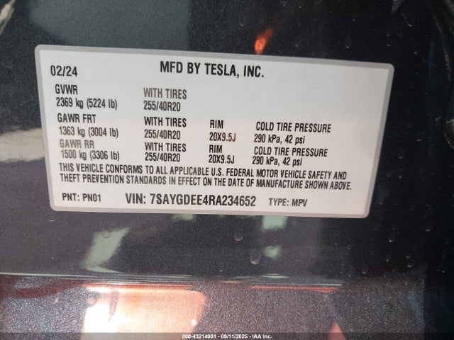 2024 TESLA MODEL Y 7SAYGDEE4RA234652 Photo 8