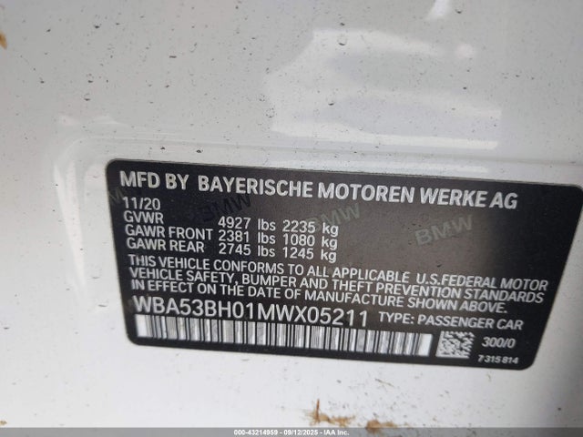 WBA53BH01MWX05211 BMW 530I