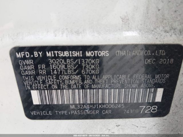 2019 MITSUBISHI MIRAGE ML32A4HJ1KH006245 Photo 8