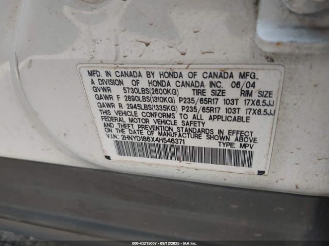 2004 ACURA MDX 2HNYD186X4H546371 Photo 8