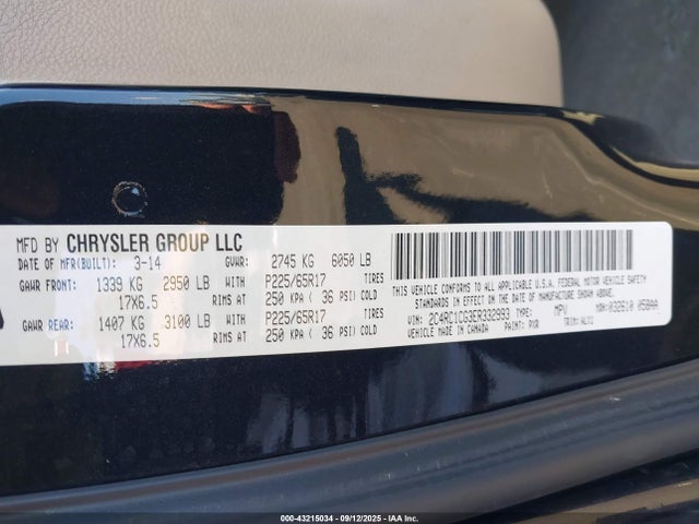 Chrysler 2014 2014 2C4RC1CG3ER332993 Image 9