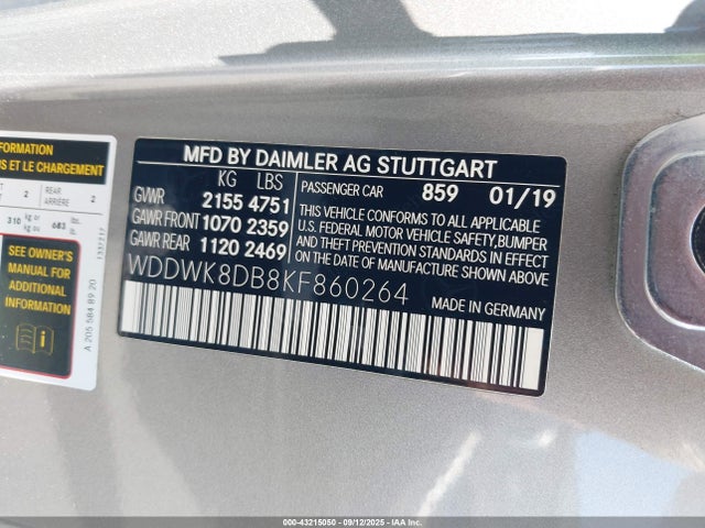 WDDWK8DB8KF860264 Mercedes-Benz m264