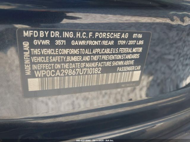 2007 PORSCHE BOXSTER WP0CA29867U710182 Photo 8