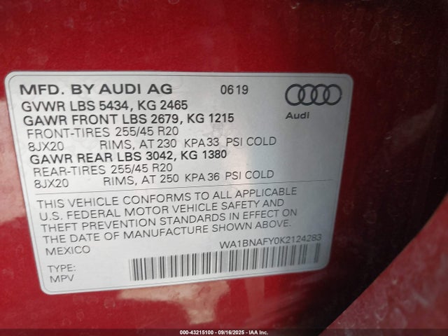 WA1BNAFY0K2124283 Audi Q5