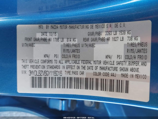 3MYDLBZV6GY116016 Scion p5v