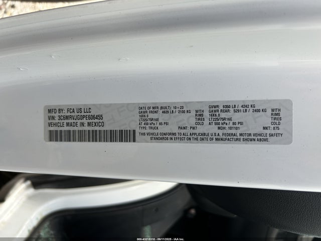 RAM Promaster 3500 2023 3C6MRVJG0PE606455 Image 9