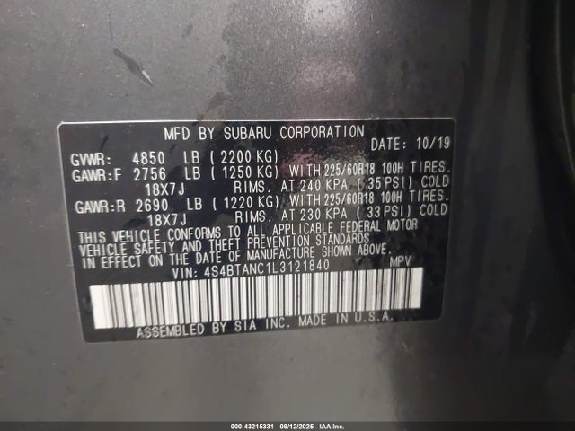 4S4BTANC1L3121840 Subaru u5