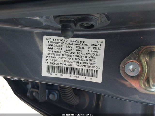 Honda l15b7 2017 2HGFC1F75HH635848 Image 9