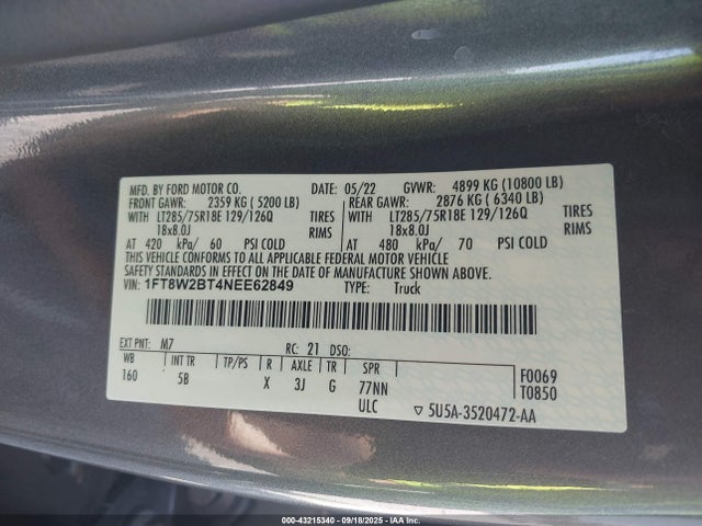 Ford 2022 2022 1FT8W2BT4NEE62849 Image 8