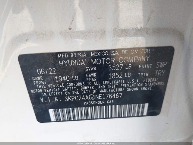 Hyundai gamma ii 2022 3KPC24A64NE176467 Image 9