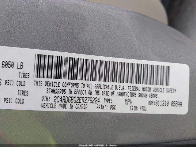 2C4RDGBG2ER276224 Dodge Grand Caravan