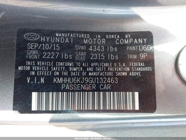 KMHHU6KJ9GU132463 Hyundai g 3.8 gdi lambda ii