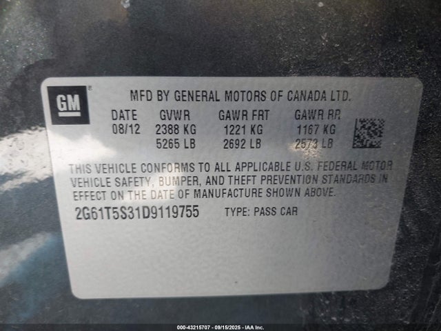 2013 CADILLAC XTS 2G61T5S31D9119755 Photo 8