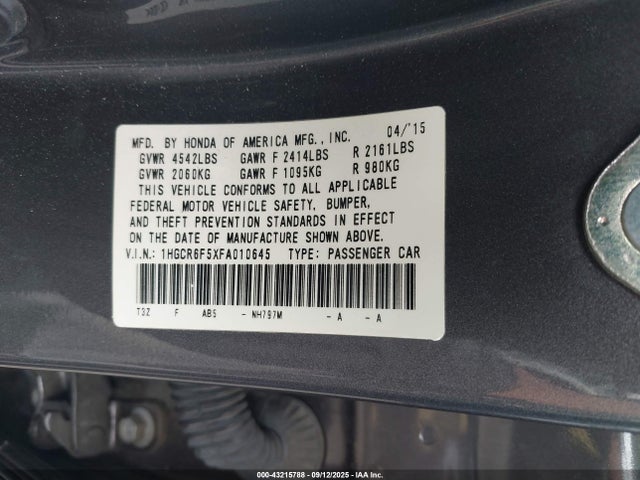 1HGCR6F5XFA010645 Honda lfa1