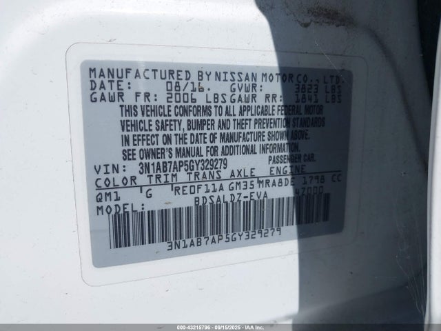 3N1AB7AP5GY329279 Nissan 2016