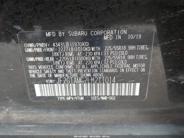 Subaru Crosstrek 2020 JF2GTAMC2LH211014 Image 9