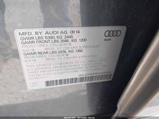 2015 AUDI Q5 WA1CFAFP4FA039256 Photo 8