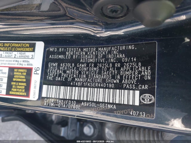 4T4BF1FK5ER440190 Toyota 2ar-fe