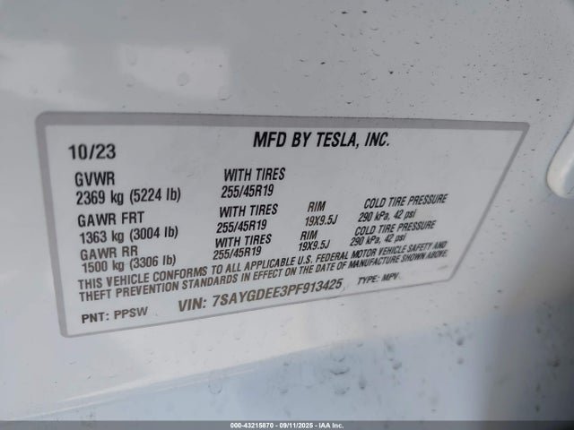 2023 TESLA MODEL Y 7SAYGDEE3PF913425 Photo 8