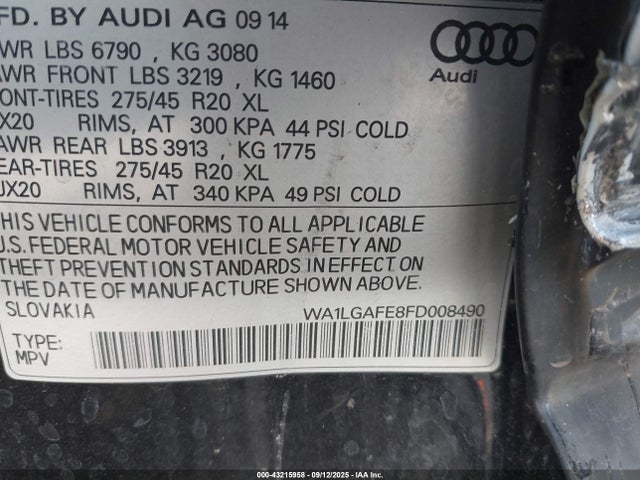 2015 AUDI Q7 WA1LGAFE8FD008490 Photo 8