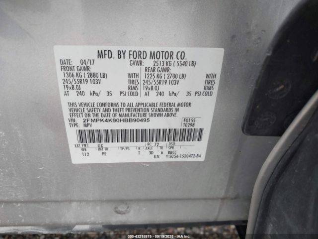 2017 FORD EDGE 2FMPK4K90HBB90495 Photo 8