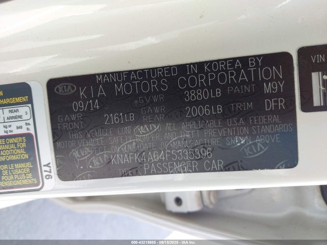 KIA dohc mpi nu 2015 KNAFK4A64F5335396 Image 9