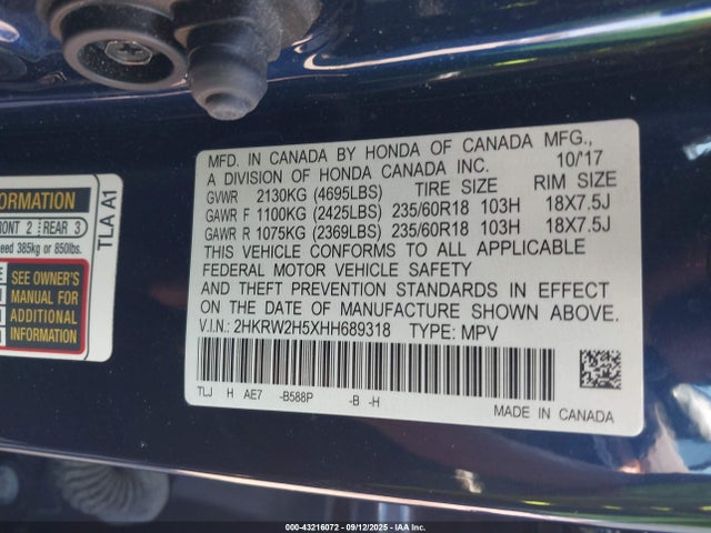 2HKRW2H5XHH689318 Honda l15be