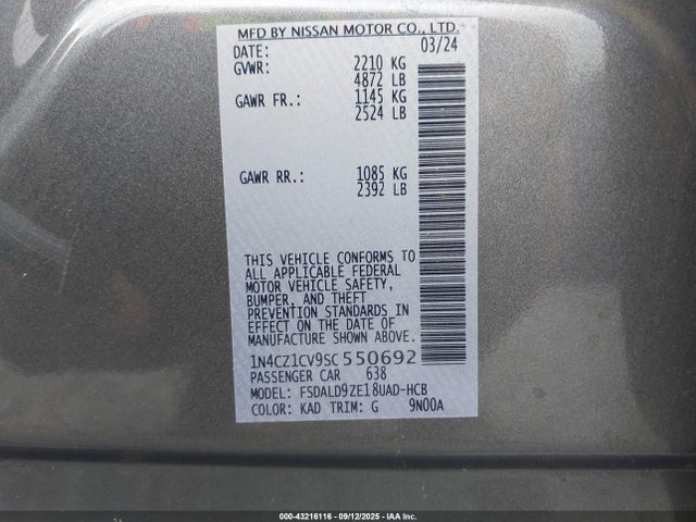 1N4CZ1CV9SC550692 Nissan Leaf