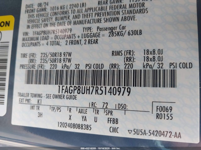 1FAGP8UH7R5140979 Ford 4v