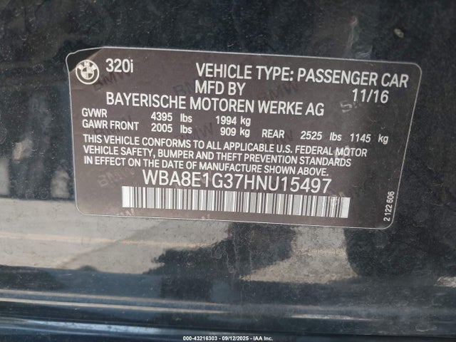 WBA8E1G37HNU15497 BMW 320i