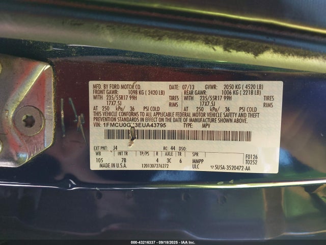 1FMCU0GX3EUA43795 Ford 2014