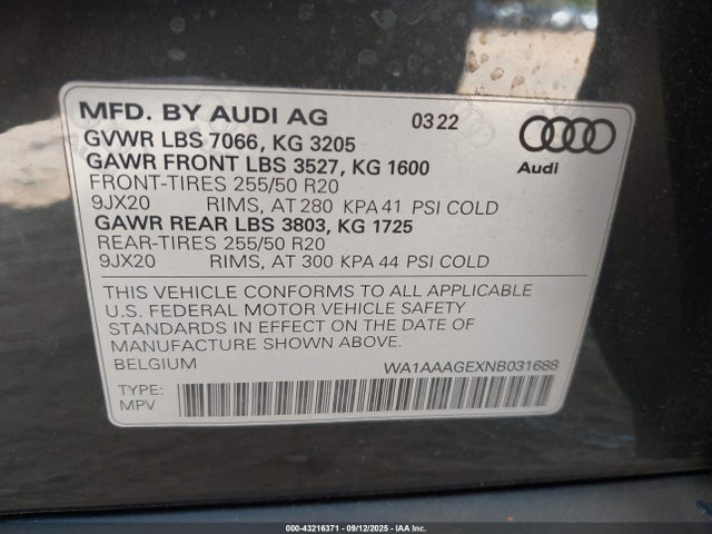 2022 AUDI E-TRON WA1AAAGEXNB031688 Photo 8
