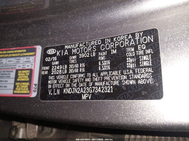 KNDJN2A23G7342321 KIA gdi gamma