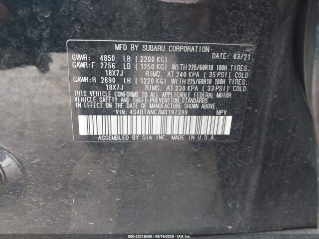 4S4BTANC7M3197399 Subaru Outback
