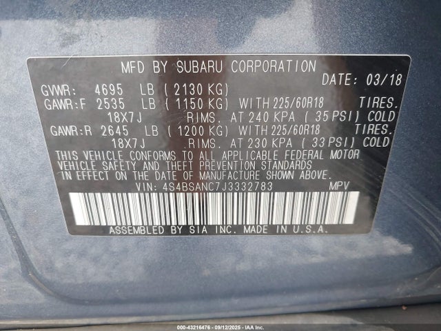 4S4BSANC7J3332783 Subaru u5