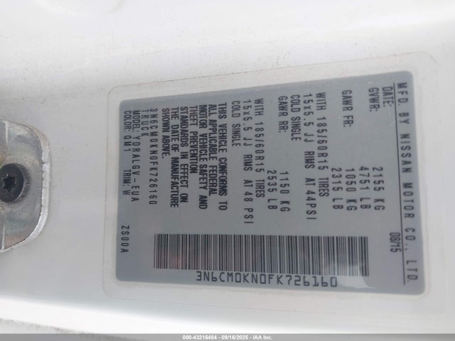 3N6CM0KN0FK726160 Nissan NV200