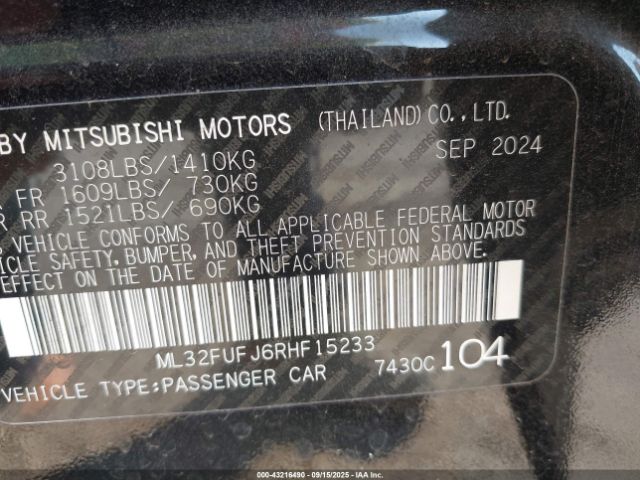 2024 MITSUBISHI MIRAGE G4 ML32FUFJ6RHF15233 Photo 8