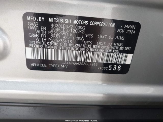 2025 MITSUBISHI ECLIPSE CROSS JA4ATWAA2SZ007949 Photo 8