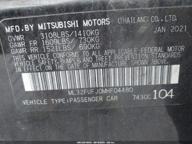 2021 MITSUBISHI MIRAGE G4 ML32FUFJ0MHF04480 Photo 8