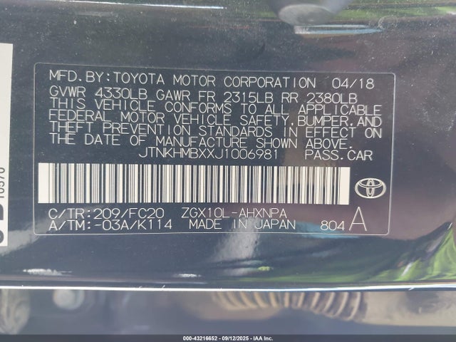 JTNKHMBXXJ1006981 Toyota 3zr-fae
