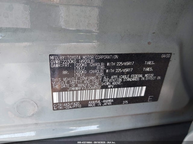 JTMRWRFV7LD068502 Toyota a25-fxz, 3nm+4nm