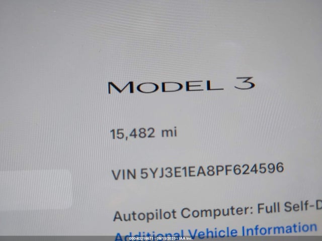 5YJ3E1EA8PF624596 Tesla 2023